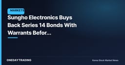 Sungho Electronics Buys Back Series 14 Bonds With Warrants Before Maturity... Why It Chose Resale Over Cancellation