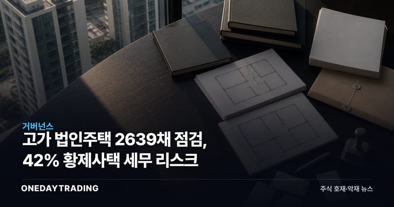 고가 법인주택 2639채 점검, 42% 황제사택 세무 리스크