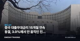 중국 대출우대금리 15개월 연속 동결, 3.0%에서 안 움직인 진짜 이유