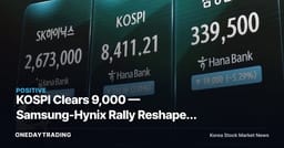 KOSPI Clears 9,000 — Samsung-Hynix Rally Reshapes the Top-10 Market Cap Landscape