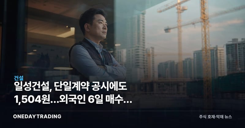 일성건설, 단일계약 공시에도 1,504원…외국인 6일 매수의 속내