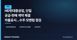 HD현대중공업, 단일 공급·판매 계약 체결 자율공시…수주 모멘텀 점검