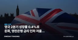 영국 2분기 성장률 0.4%로 둔화, 영란은행 금리 인하 저울질 빨라진다
