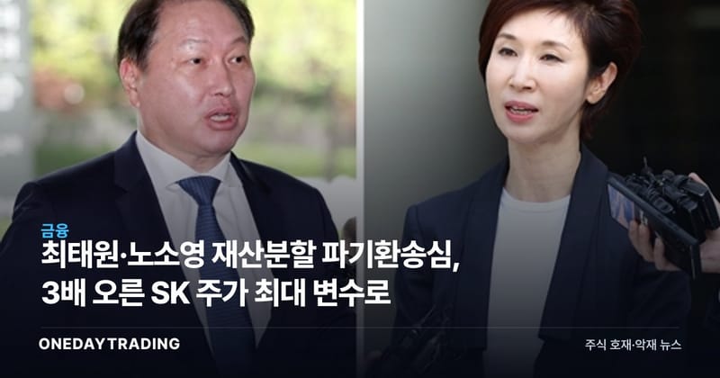 최태원·노소영 재산분할 파기환송심, 3배 오른 SK 주가 최대 변수로
