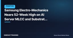 Samsung Electro-Mechanics Nears 52-Week High on AI Server MLCC and Substrate Super-Boom