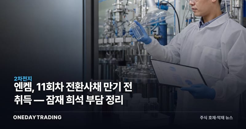 엔켐, 11회차 전환사채 만기 전 취득 — 잠재 희석 부담 정리