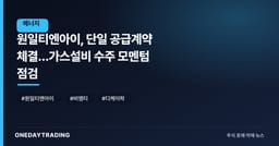 원일티엔아이, 단일 공급계약 체결…가스설비 수주 모멘텀 점검
