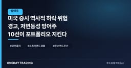 미국 증시 역사적 하락 위험 경고, 저변동성 방어주 10선이 포트폴리오 지킨다