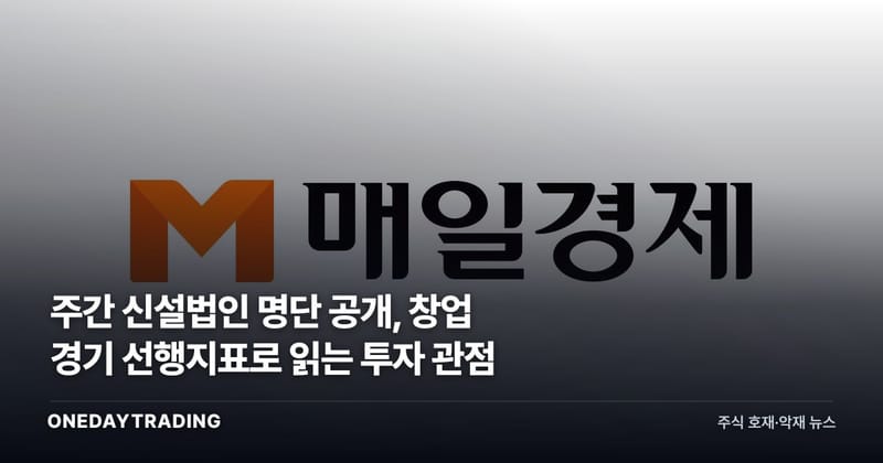 주간 신설법인 명단 공개, 창업 경기 선행지표로 읽는 투자 관점