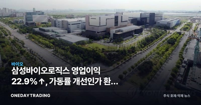삼성바이오로직스 영업이익 22.9%↑, 가동률 개선인가 환율 착시인가