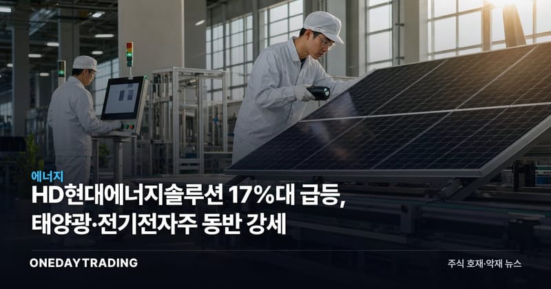 HD현대에너지솔루션 17%대 급등, 태양광·전기전자株 동반 강세