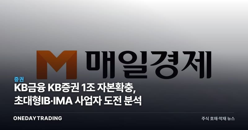 KB금융 KB증권 1조 자본확충, 초대형IB·IMA 사업자 도전 분석