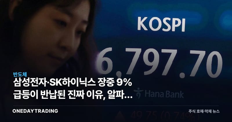 삼성전자·SK하이닉스 장중 9% 급등이 반납된 진짜 이유, 알파벳 실적 하루 전