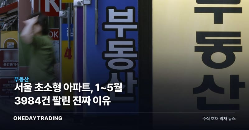 서울 초소형 아파트, 1~5월 3984건 팔린 진짜 이유