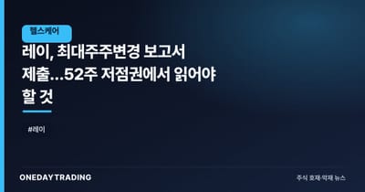 레이, 최대주주변경 보고서 제출…52주 저점권에서 읽어야 할 것