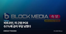 비트코인, 미 근원 PCE 0.1%에 금리 부담 낮췄다