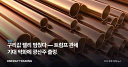 구리값 랠리 멈췄다 — 트럼프 관세 기대 약화에 광산주 출렁