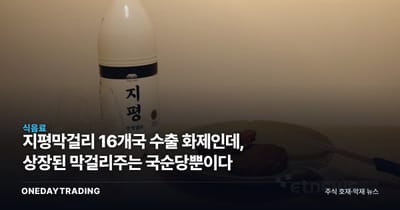 지평막걸리 16개국 수출 화제인데, 상장된 막걸리주는 국순당뿐이다