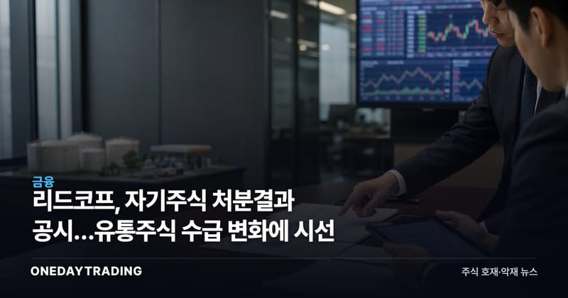 리드코프, 자기주식 처분결과 공시…유통주식 수급 변화에 시선