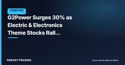 G2Power Surges 30% as Electric & Electronics Theme Stocks Rally Together, Drawing Market Attention