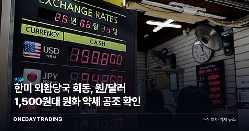 한미 외환당국 회동, 원/달러 1,500원대 원화 약세 공조 확인