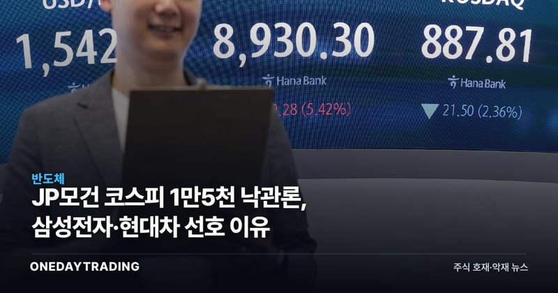 JP모건 코스피 1만5천 낙관론, 삼성전자·현대차 선호 이유