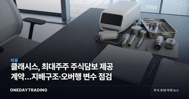 클래시스, 최대주주 주식담보 제공 계약…지배구조·오버행 변수 점검