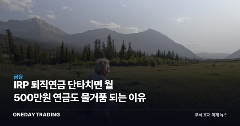 IRP 퇴직연금 단타치면 월 500만원 연금도 물거품 되는 이유