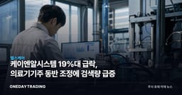 케이엔알시스템 19%대 급락, 의료기기주 동반 조정에 검색량 급증
