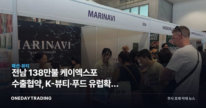전남 138만불 케이엑스포 수출협약, K-뷰티·푸드 유럽확장 신호일까