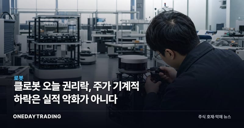 클로봇 오늘 권리락, 주가 기계적 하락은 실적 악화가 아니다