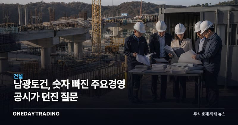 남광토건, 숫자 빠진 주요경영 공시가 던진 질문