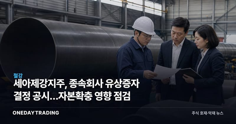 세아제강지주, 종속회사 유상증자 결정 공시…자본확충 영향 점검
