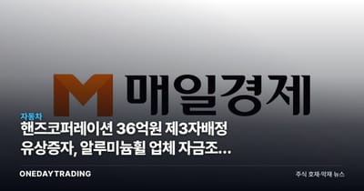 핸즈코퍼레이션 36억원 제3자배정 유상증자, 알루미늄휠 업체 자금조달 의미는