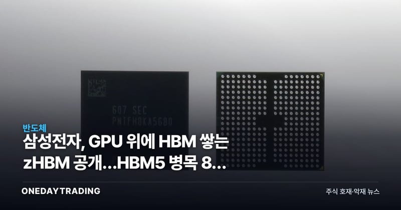 삼성전자, GPU 위에 HBM 쌓는 zHBM 공개…HBM5 병목 8배 줄인다