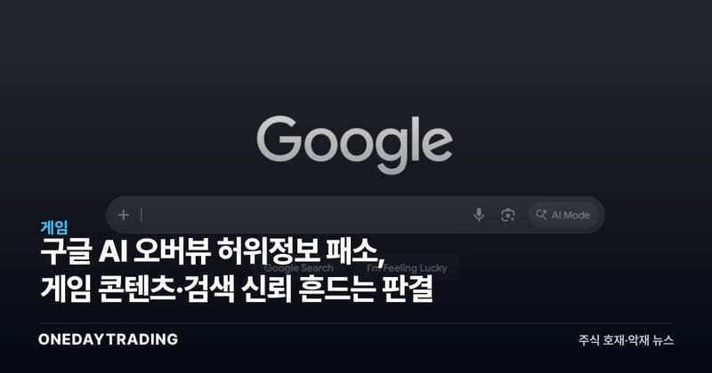 구글 AI 오버뷰 허위정보 패소, 게임 콘텐츠·검색 신뢰 흔드는 판결