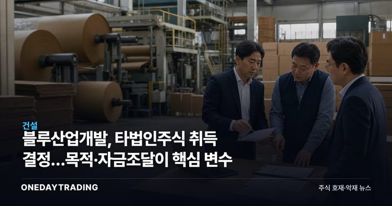 블루산업개발, 타법인주식 취득 결정…목적·자금조달이 핵심 변수