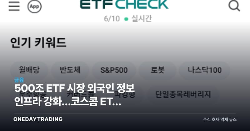 500조 ETF 시장 외국인 정보 인프라 강화…코스콤 ETF CHECK 영문화 추진
