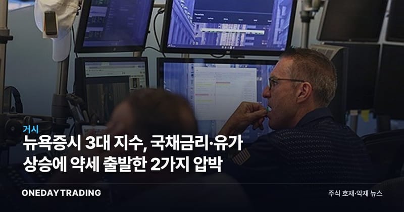 뉴욕증시 3대 지수, 국채금리·유가 상승에 약세 출발한 2가지 압박