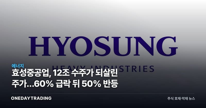 효성중공업, 12조 수주가 되살린 주가…60% 급락 뒤 50% 반등