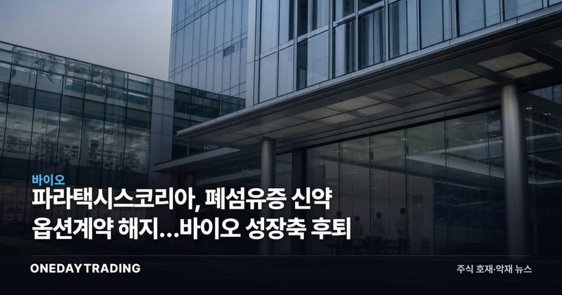 파라택시스코리아, 폐섬유증 신약 옵션계약 해지…바이오 성장축 후퇴