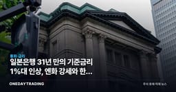 일본은행 31년 만의 기준금리 1%대 인상, 엔화 강세와 한국 수출주 영향