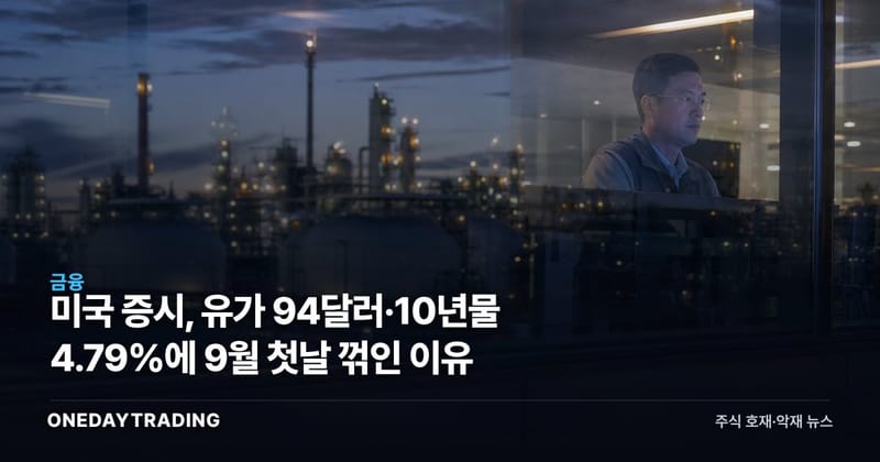 미국 증시, 유가 94달러·10년물 4.79%에 9월 첫날 꺾인 이유