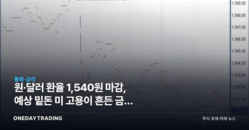 원·달러 환율 1,540원 마감, 예상 밑돈 美 고용이 흔든 금리 시나리오