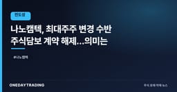 나노캠텍, 최대주주 변경 수반 주식담보 계약 해제…의미는