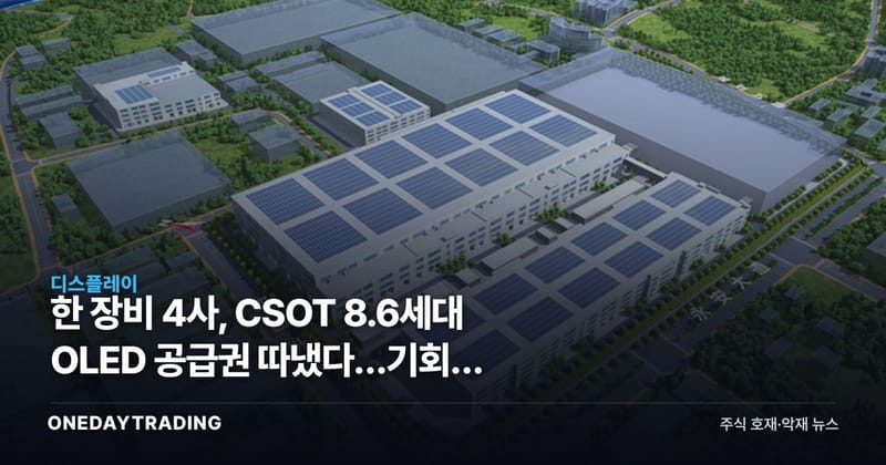 韓 장비 4사, CSOT 8.6세대 OLED 공급권 따냈다…기회와 의존의 양날