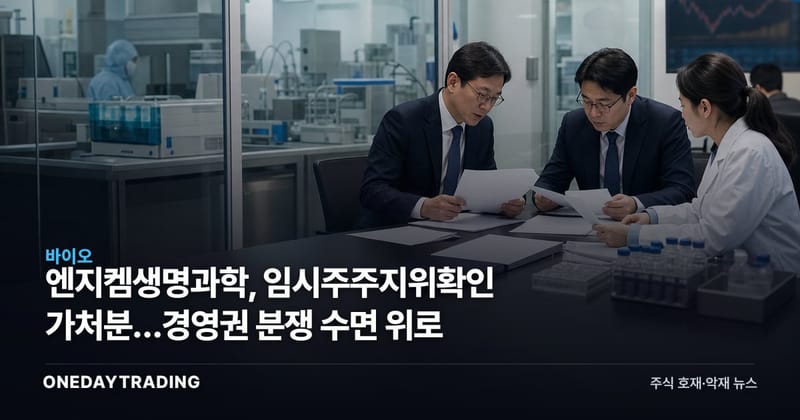 엔지켐생명과학, 임시주주지위확인 가처분…경영권 분쟁 수면 위로