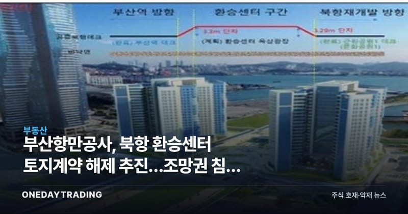부산항만공사, 북항 환승센터 토지계약 해제 추진…조망권 침해 논란