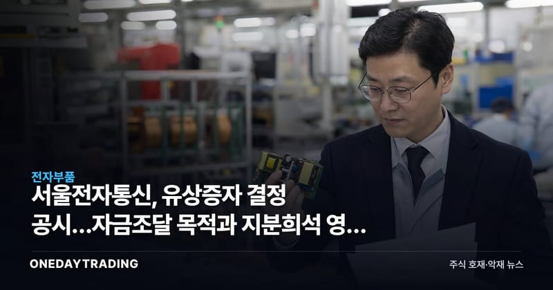 서울전자통신, 유상증자 결정 공시…자금조달 목적과 지분희석 영향 주목