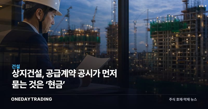 상지건설, 공급계약 공시가 먼저 묻는 것은 ‘현금’